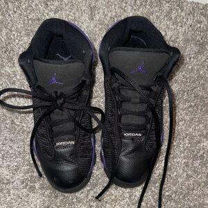 Jordan Black and Violet Athletic Shoes